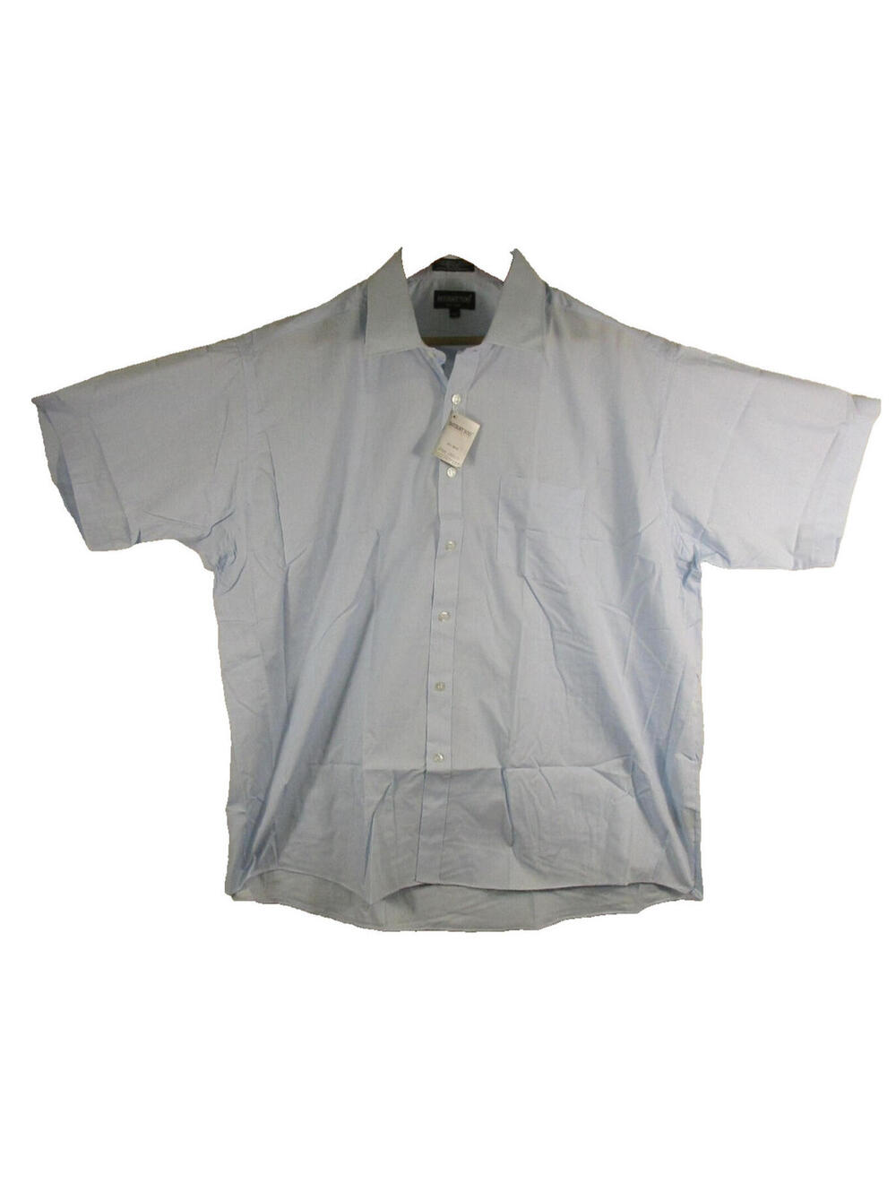 Botany 500 Big Man Button Front Shirt Short Sleeve Collared Size 18.5 Blue